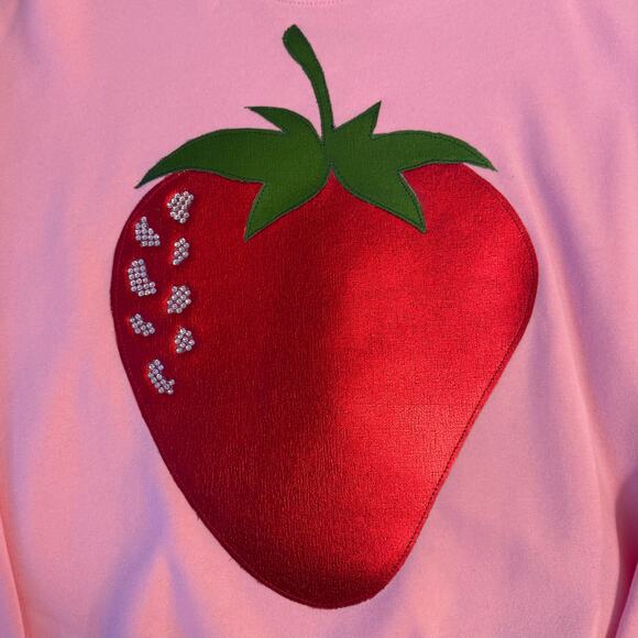 Judith March Sweatshirt Strawberry Pink Pullover Rhinestone Funky Artsy Large - Picture 6 of 12